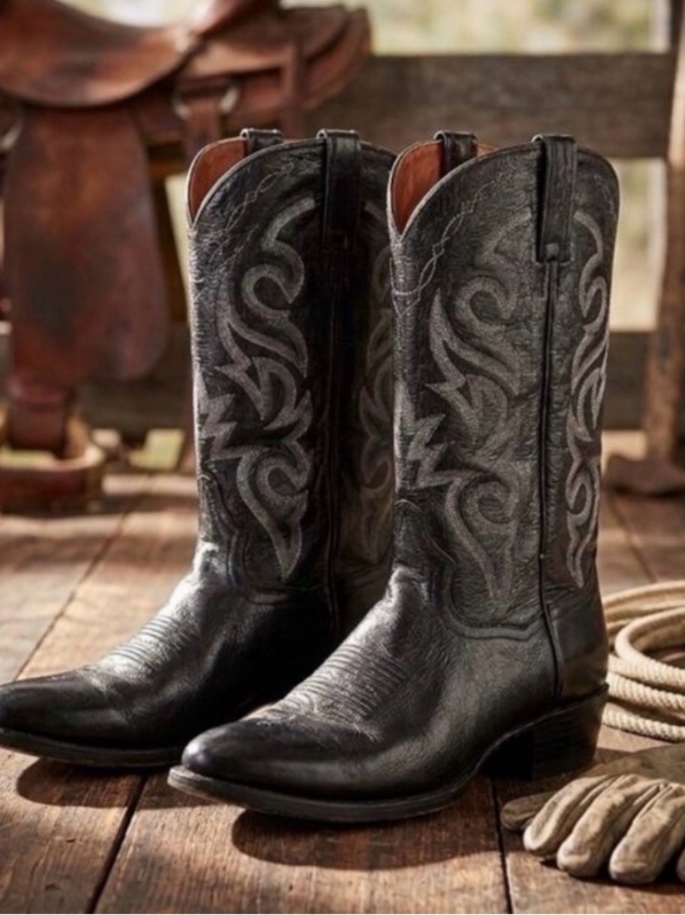 Dan Post Milwaukee black leather Cowboy Boots size 9
